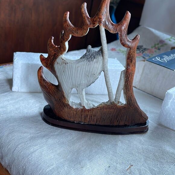 Alaskan Carvings Colletor series wolf in birch trees. - Picture 3 of 5